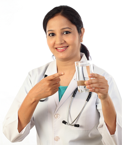 Doctor with Pure Hydration Water Glass